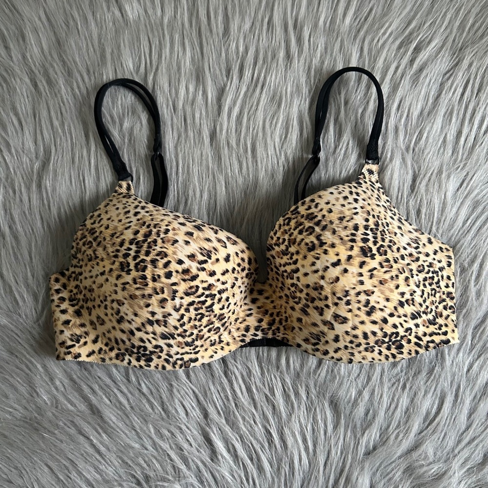 Wacoal Lightly Lined Bra Womens Size 34C Brown Leopard Underwire Back Closure